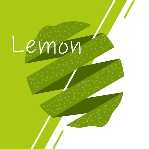 碑文と対照的な背景にフルーツイラスト抽象グリーンレモン