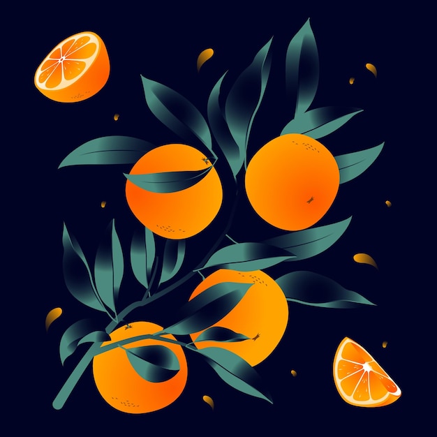 fruit illustration design with vintage style
