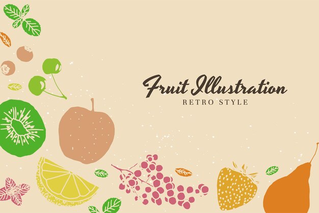 Fruit illustration sketch style retro colors cover design