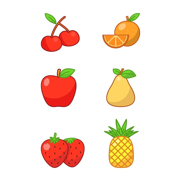 Fruit illustrations set on transparent background