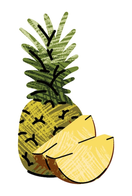 Vettore illustrazioni di frutta semplice illustrazione in astratto disegno a contorno piatto stile cibo sano