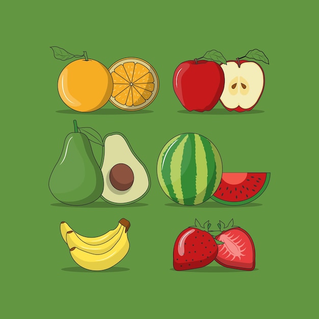 Vector fruit in cartoon vector design