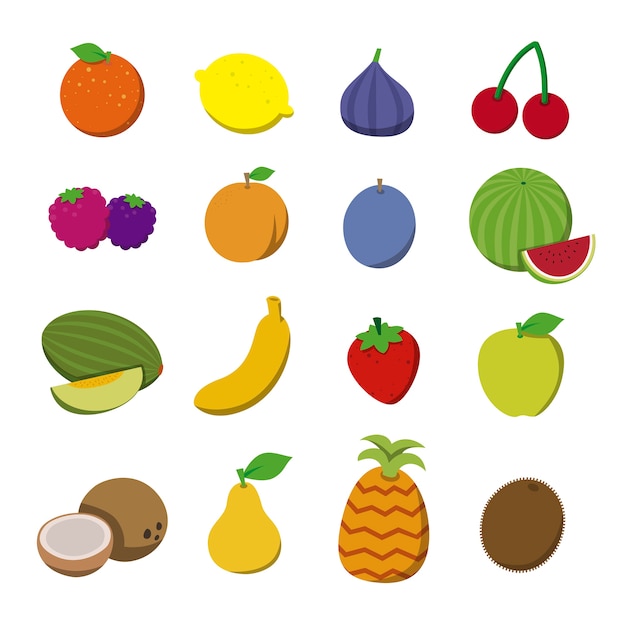 Fruit in vlakke stijl.