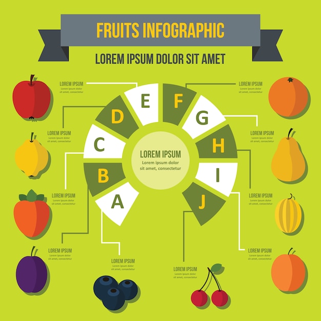 Fruit infographic sjabloon, vlakke stijl