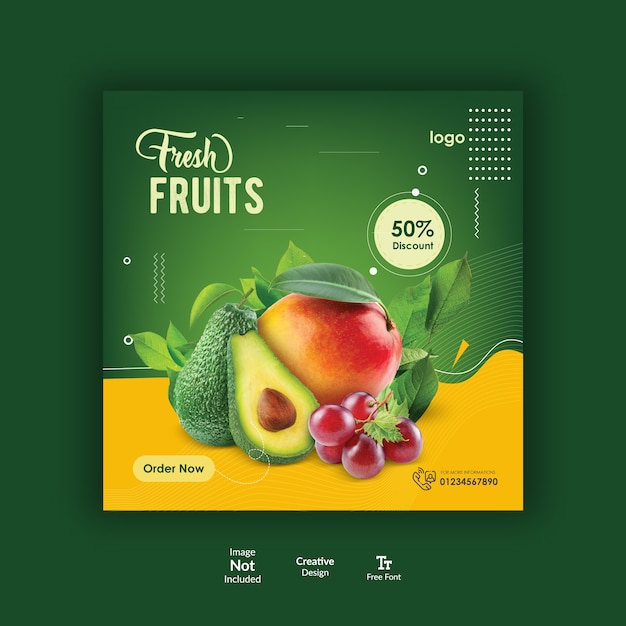 Vector fruit instagram post design template