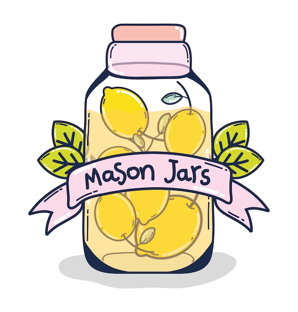 Fruit juice detox lemonade in mason jar 