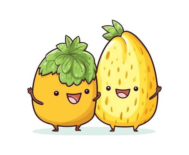 fruit kawaii cartoon character vector Funny fruit kawaii illustration