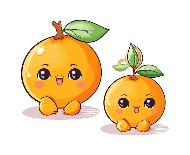 Frutta kawaii cartone animato vettore personaggio divertente frutta kawaii illustrazione