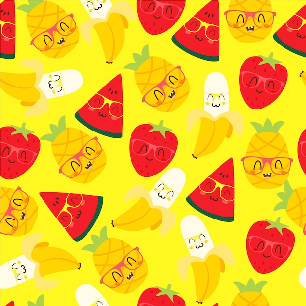 fruit kawaii pattern