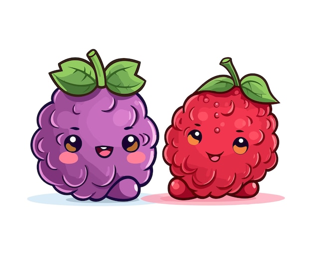 fruit kawaii stripfiguur vector Grappige fruit kawaii illustratie