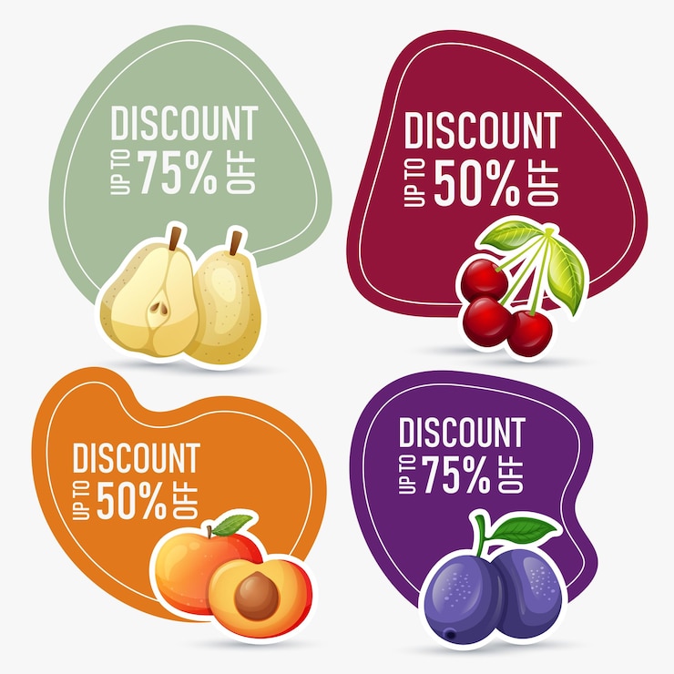 Vector fruit label sale design for promotions