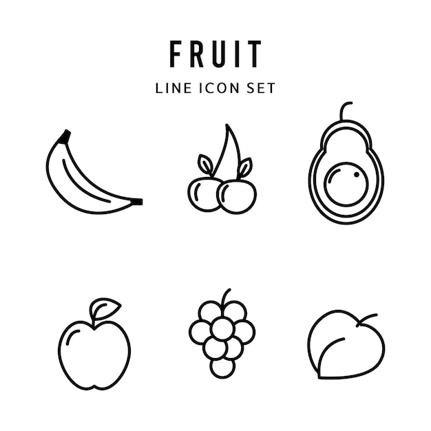 Vector fruit lijn icoon set vector illustratie