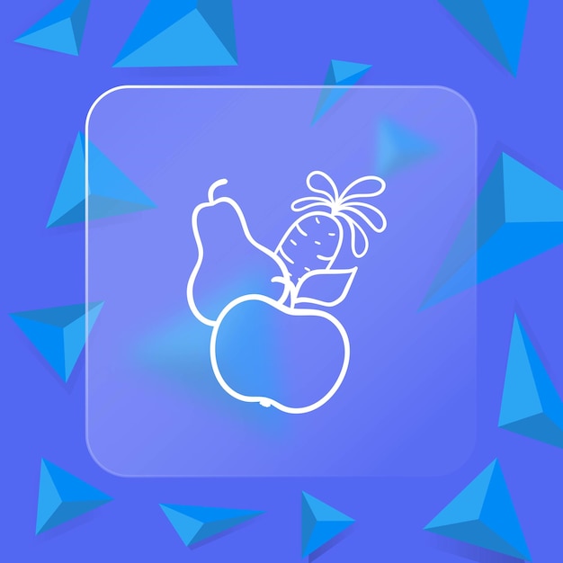 Fruit line icon Apple pear healthy food diet fructose syrup Glassmorphism style Vector line icon