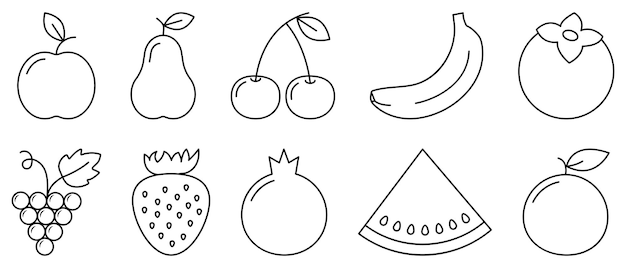 Vector fruit line icons