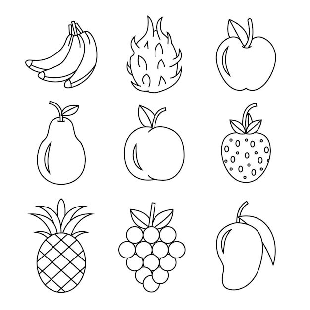 Vector fruit lineal pack