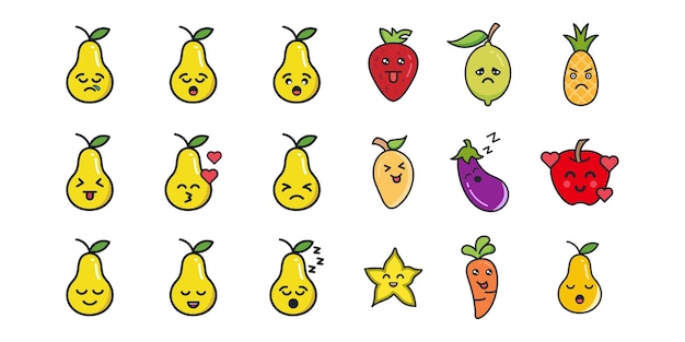 Fruit logo design vector collection healthy organic vegetarian food Fresh