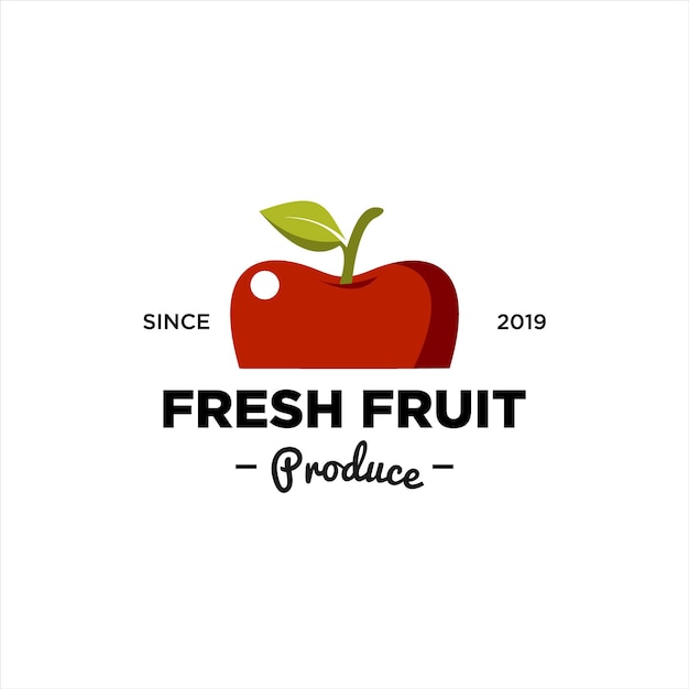 Logo di frutta moderno distintivo con vettore di mela