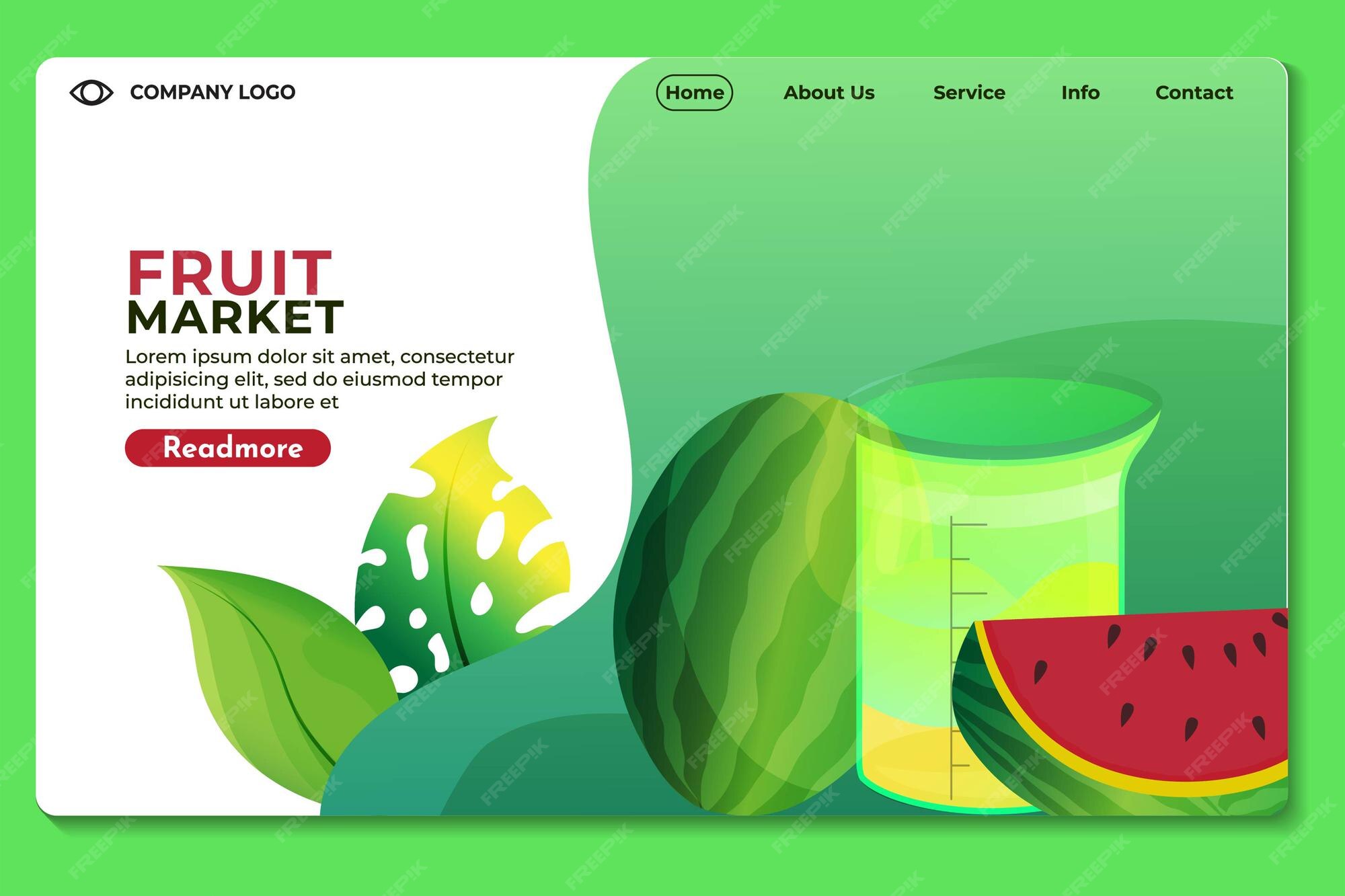 Premium Vector | Fruit market website landing page template for ...