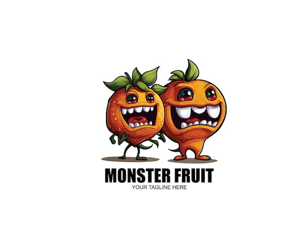 Vector fruit monster logo mascot design