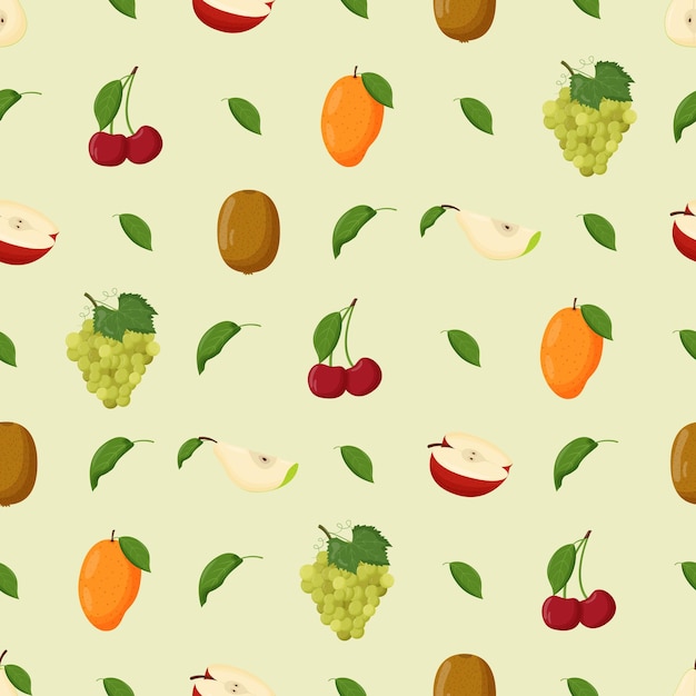 Fruit naadloos patroon Vegetarisch eten gezond eten concept Platte vectorillustratie