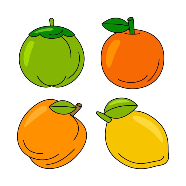 フルーツ オブジェクト ベクトル イラスト セット