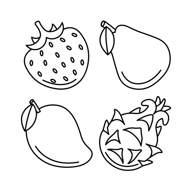 Set di illustrazioni vettoriali di oggetti di frutta