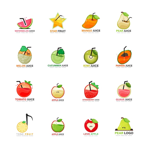 Fruit ontwerp logo set collectie