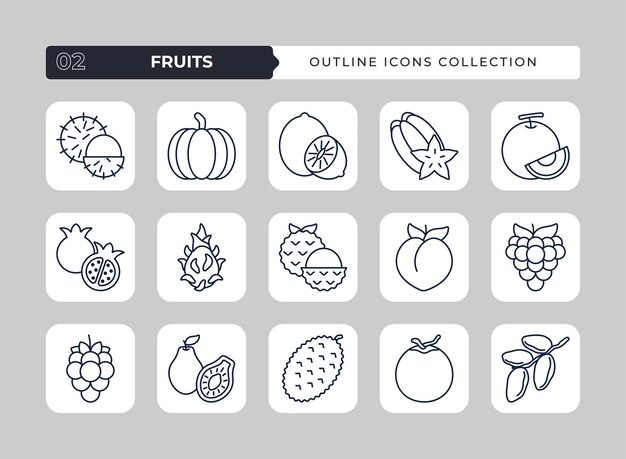 Fruit Outline Icon Set Collection