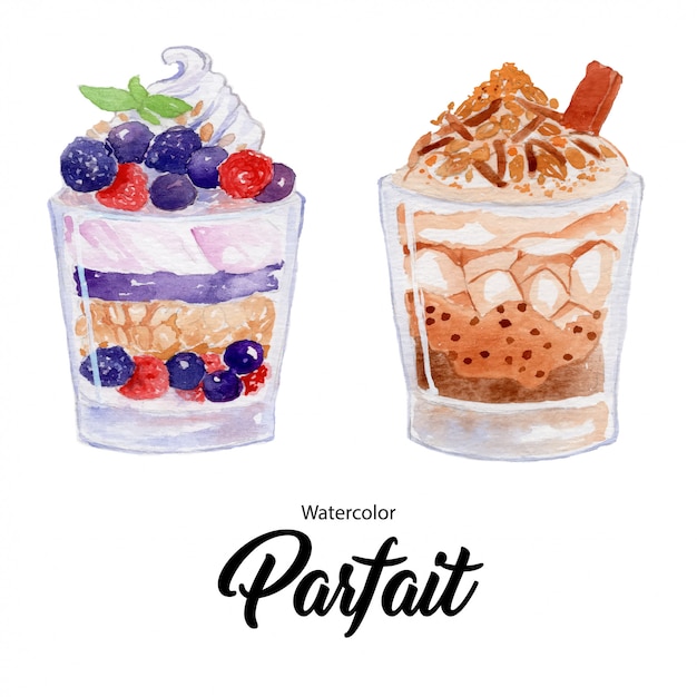 Dessert di parfait alla frutta in un bicchiere