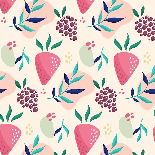 Fruit Pattern Strawberry and Blackberry Pattern