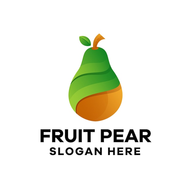 Fruit Peer Gradiënt Logo Sjabloon