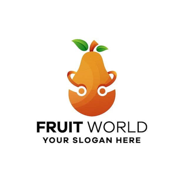 Fruit Peer Gradiënt Logo Sjabloon