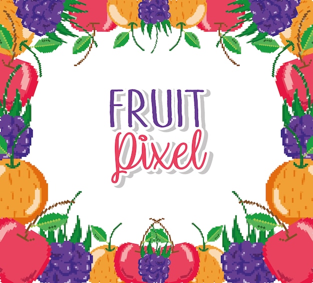 Vector fruit pixel cartoons