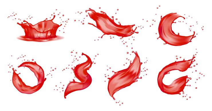 Vector fruit raspberry compote drops berry juice splashes