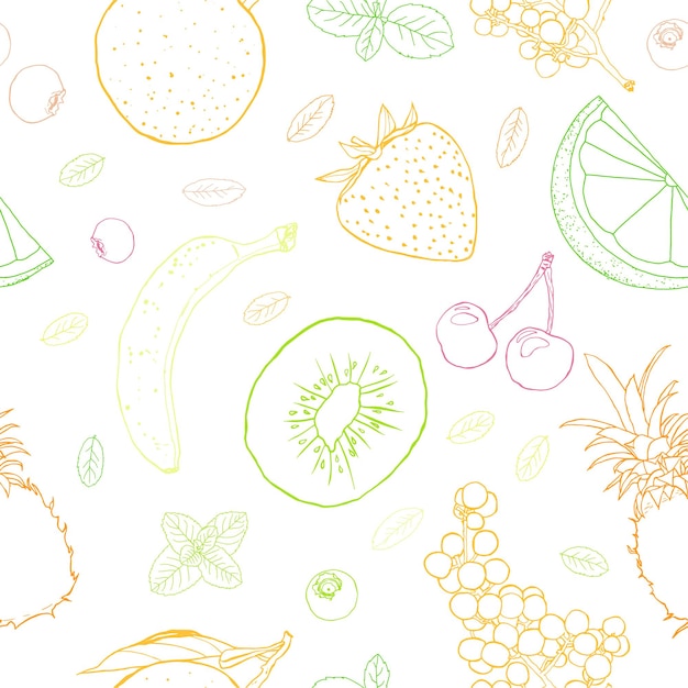 Fruit schets kunst illustratie naadloze patroon