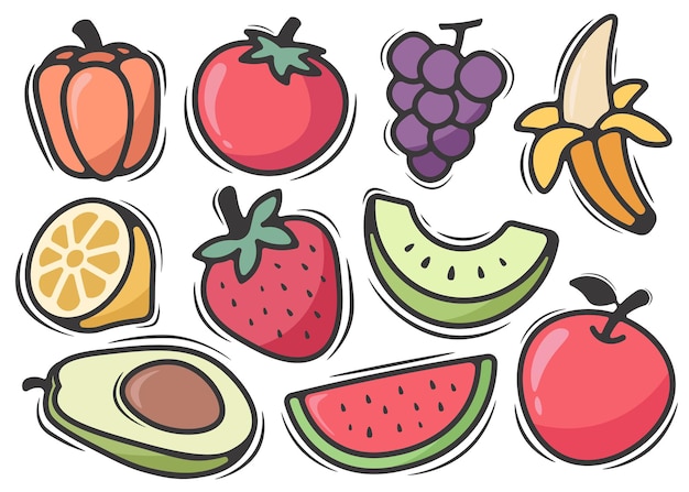 Vector fruit scribble doodle