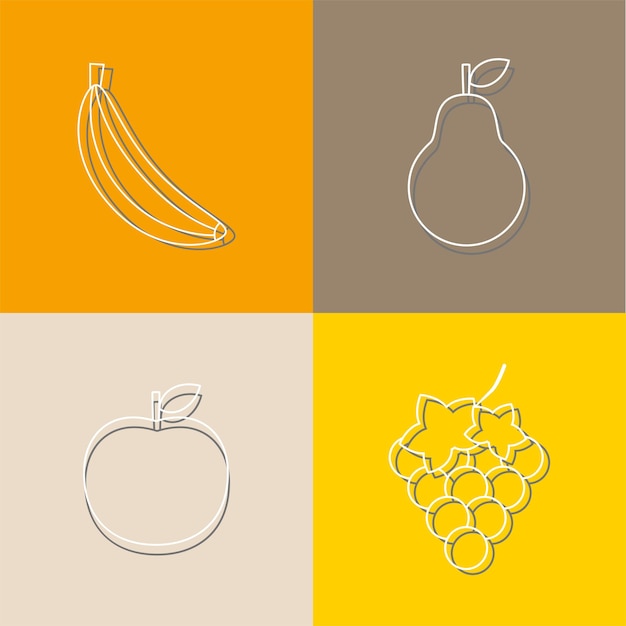 Fruit segment lijn vector illustratie set