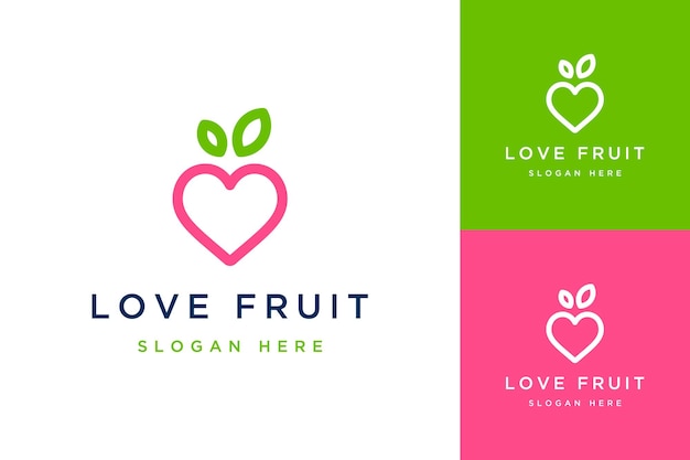 Vector fruit shop design logos or hearts with leaf