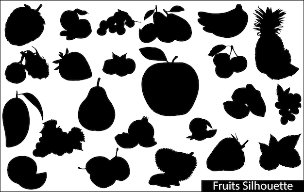 Fruit silhouetten vector icon set