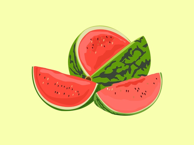 fruit sliced watermelon food red