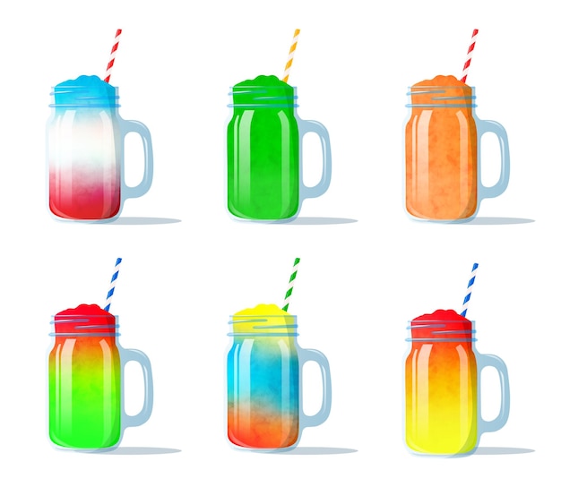 Vector fruit slush ice drink in een glazen pot slushy illustratie