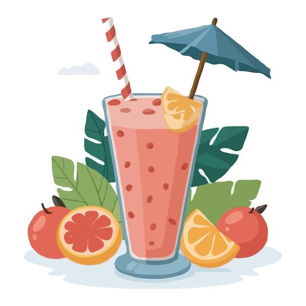 Vector fruit smoothie in a glass vector illustration flat style