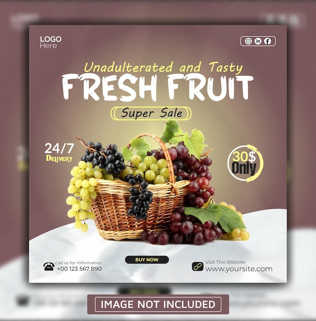 フルーツソーシャルメディアlinkedinバナーまたはinstagramの投稿テンプレート
