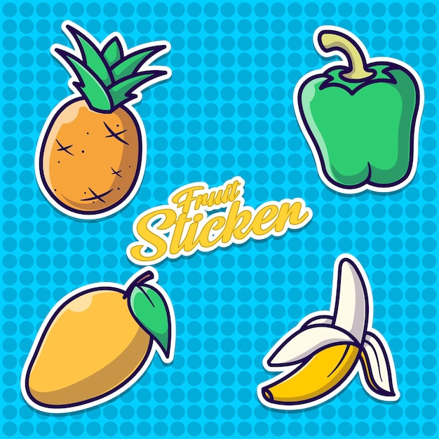 Fruit Sticker Cartoon Illustration Pack