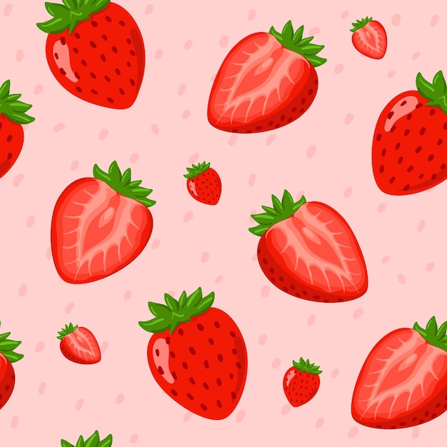 Fruit strawberry vector seamless pattern