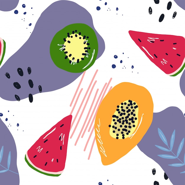 Fruit summer pattern and shapes