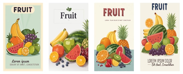 Fruit Themed Watercolor Poster Templates Collectie