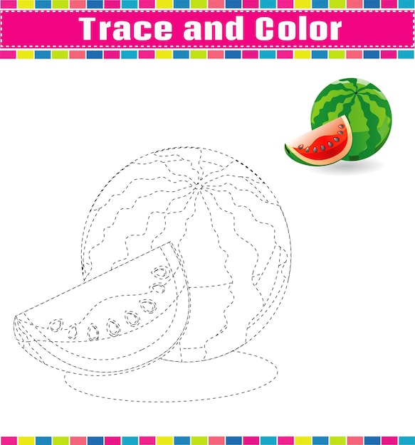 fruit Trace and Colour werkblad voor kinderen