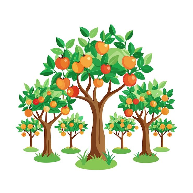 Vector fruit trees flat style vector illustration concepts