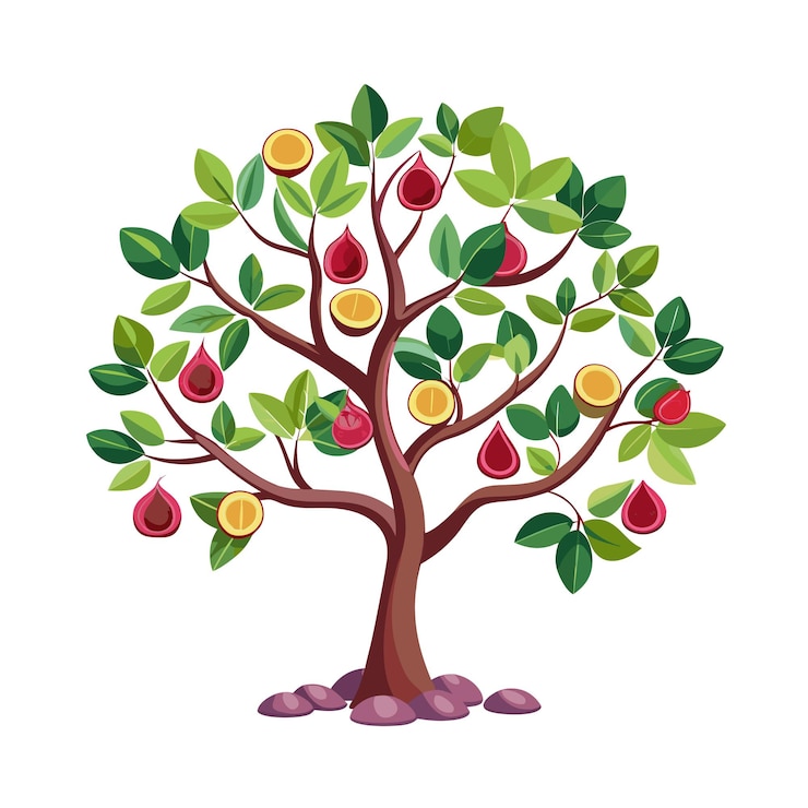 Vector fruit trees flat style vector illustration concepts